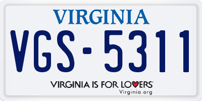 VA license plate VGS5311