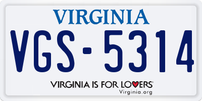 VA license plate VGS5314