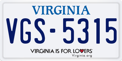 VA license plate VGS5315