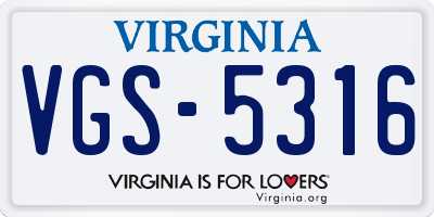 VA license plate VGS5316