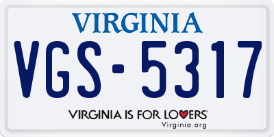 VA license plate VGS5317