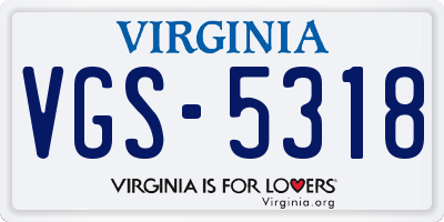 VA license plate VGS5318
