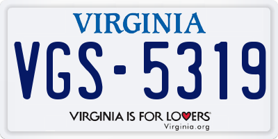 VA license plate VGS5319