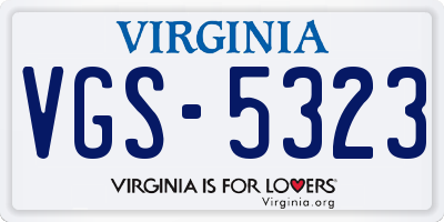 VA license plate VGS5323
