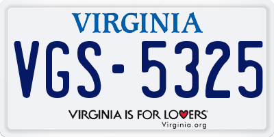 VA license plate VGS5325