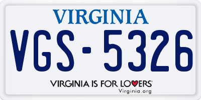 VA license plate VGS5326