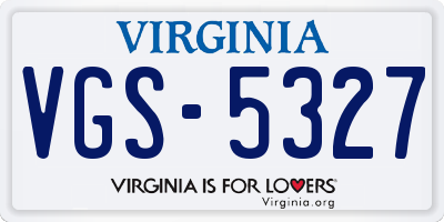 VA license plate VGS5327
