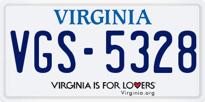 VA license plate VGS5328