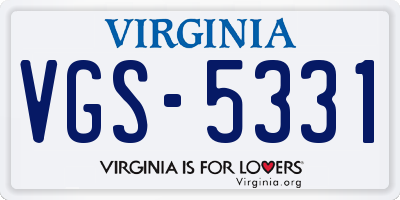 VA license plate VGS5331