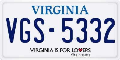 VA license plate VGS5332