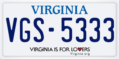 VA license plate VGS5333