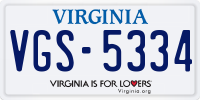 VA license plate VGS5334