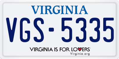 VA license plate VGS5335
