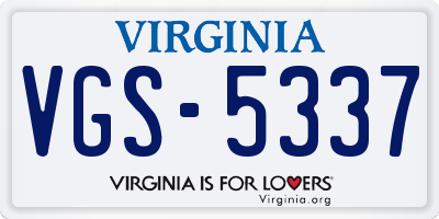 VA license plate VGS5337