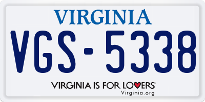 VA license plate VGS5338