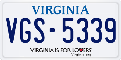 VA license plate VGS5339