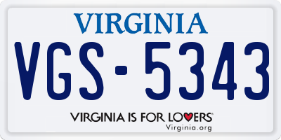 VA license plate VGS5343