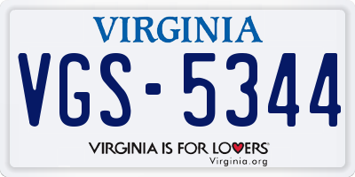 VA license plate VGS5344