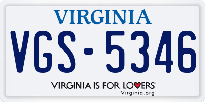 VA license plate VGS5346