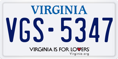 VA license plate VGS5347
