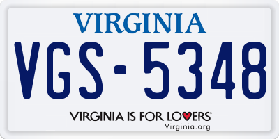 VA license plate VGS5348