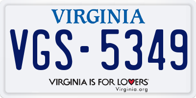 VA license plate VGS5349