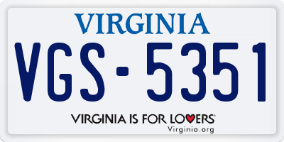 VA license plate VGS5351