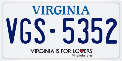 VA license plate VGS5352