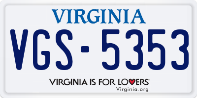 VA license plate VGS5353