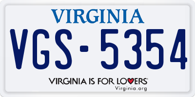 VA license plate VGS5354