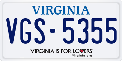 VA license plate VGS5355