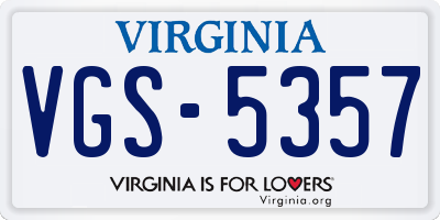 VA license plate VGS5357