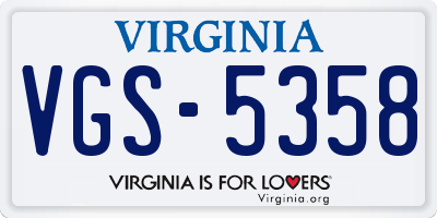 VA license plate VGS5358