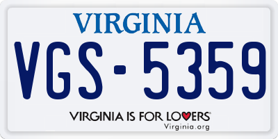 VA license plate VGS5359
