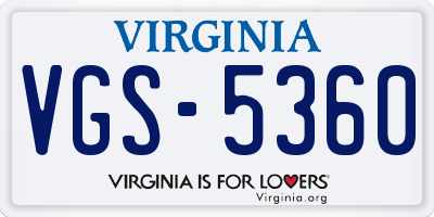 VA license plate VGS5360
