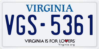 VA license plate VGS5361