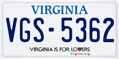VA license plate VGS5362