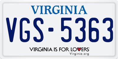 VA license plate VGS5363