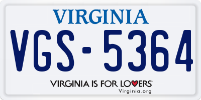 VA license plate VGS5364