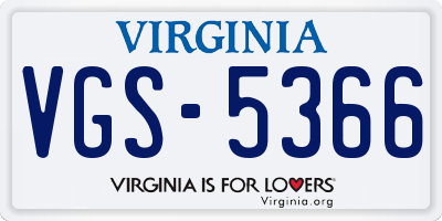 VA license plate VGS5366