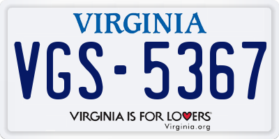 VA license plate VGS5367