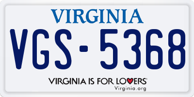 VA license plate VGS5368