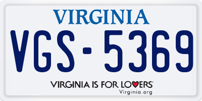 VA license plate VGS5369
