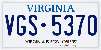 VA license plate VGS5370