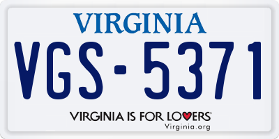 VA license plate VGS5371