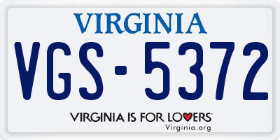 VA license plate VGS5372