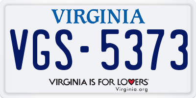 VA license plate VGS5373