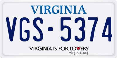 VA license plate VGS5374