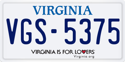 VA license plate VGS5375