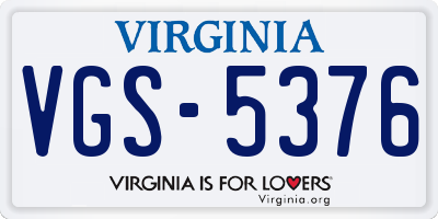 VA license plate VGS5376